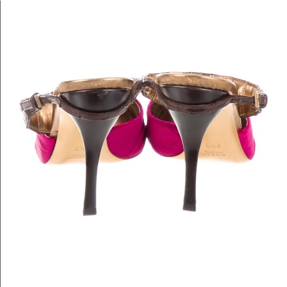 Gucci Tom Ford Rare Velvet Crocodile Trim Slides - Picture 3 of 5